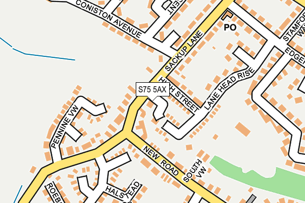 S75 5AX map - OS OpenMap – Local (Ordnance Survey)