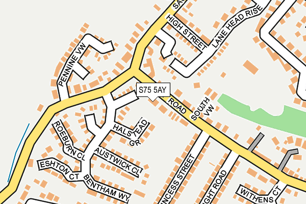 S75 5AY map - OS OpenMap – Local (Ordnance Survey)