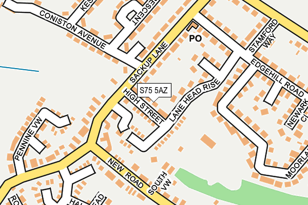 S75 5AZ map - OS OpenMap – Local (Ordnance Survey)