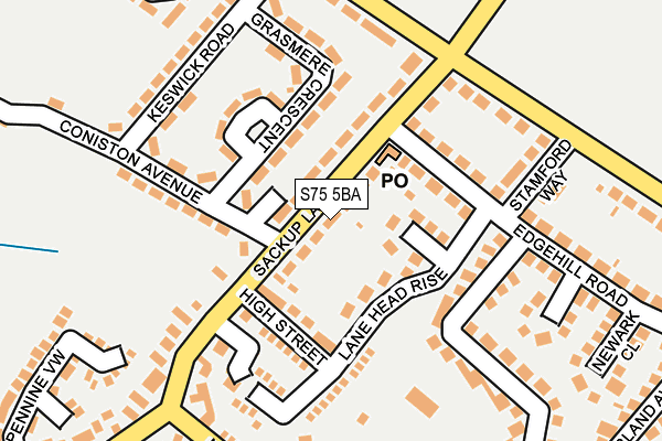 S75 5BA map - OS OpenMap – Local (Ordnance Survey)