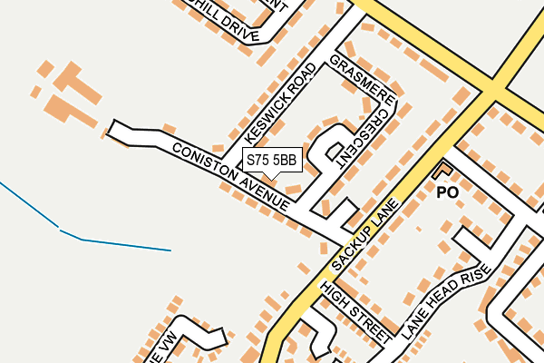 S75 5BB map - OS OpenMap – Local (Ordnance Survey)