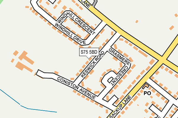 S75 5BD map - OS OpenMap – Local (Ordnance Survey)