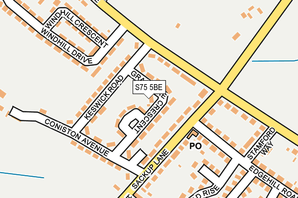 S75 5BE map - OS OpenMap – Local (Ordnance Survey)