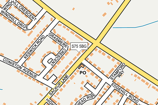 S75 5BG map - OS OpenMap – Local (Ordnance Survey)