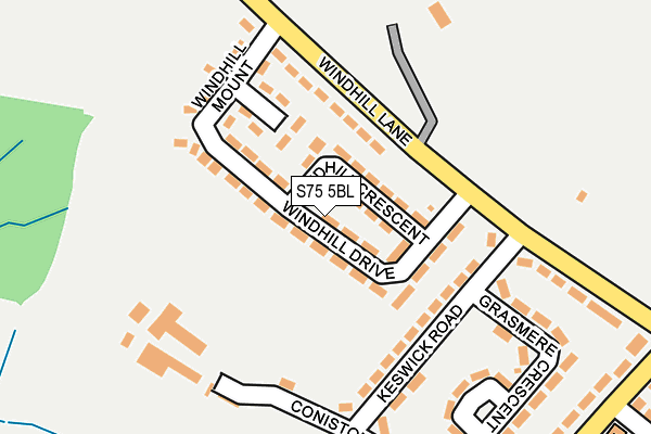 S75 5BL map - OS OpenMap – Local (Ordnance Survey)