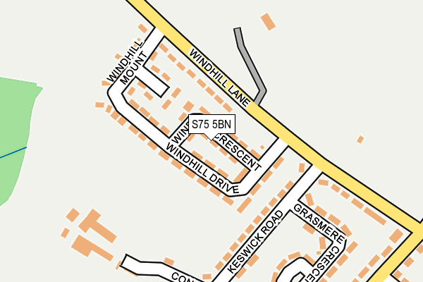 S75 5BN map - OS OpenMap – Local (Ordnance Survey)