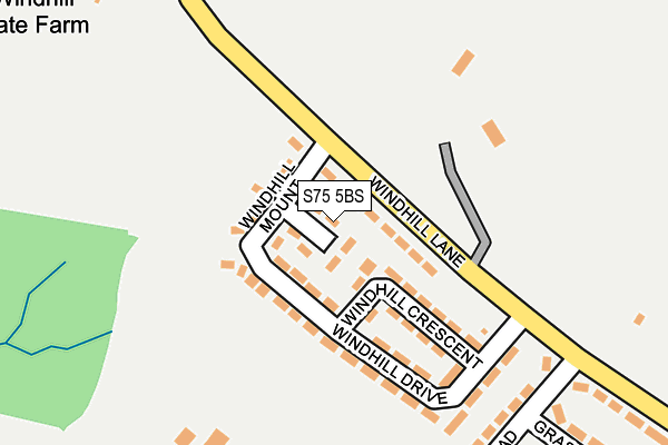 S75 5BS map - OS OpenMap – Local (Ordnance Survey)
