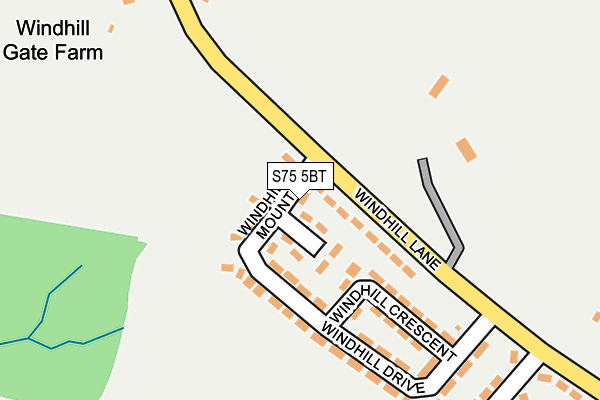 S75 5BT map - OS OpenMap – Local (Ordnance Survey)
