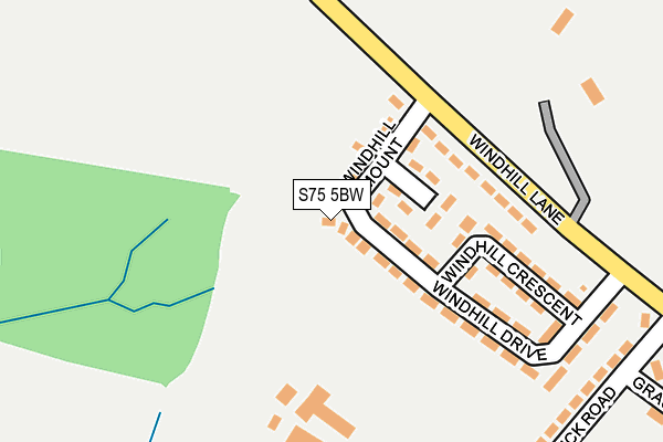 S75 5BW map - OS OpenMap – Local (Ordnance Survey)