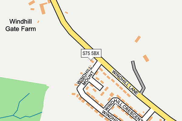 S75 5BX map - OS OpenMap – Local (Ordnance Survey)