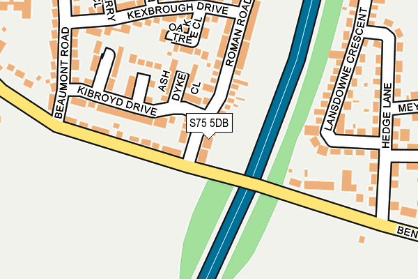 S75 5DB map - OS OpenMap – Local (Ordnance Survey)