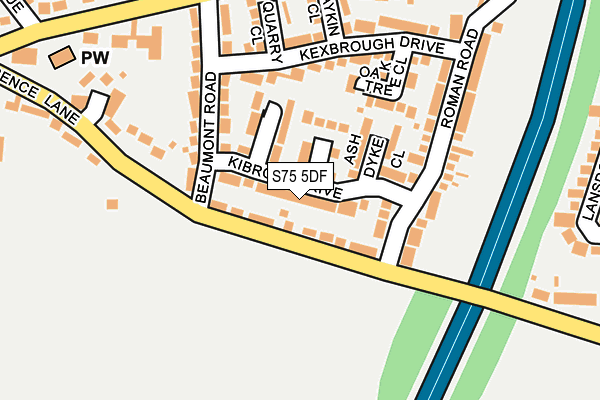 S75 5DF map - OS OpenMap – Local (Ordnance Survey)