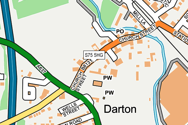 S75 5HG map - OS OpenMap – Local (Ordnance Survey)