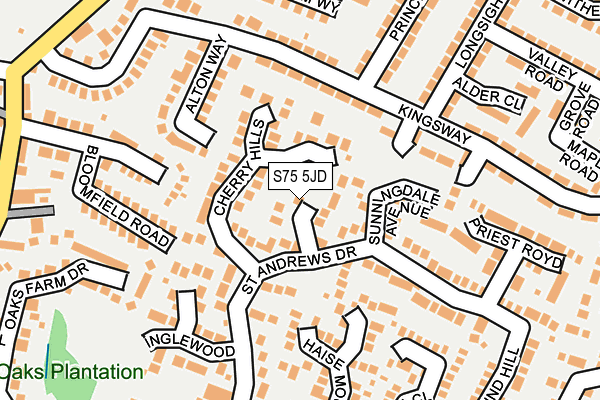 S75 5JD map - OS OpenMap – Local (Ordnance Survey)