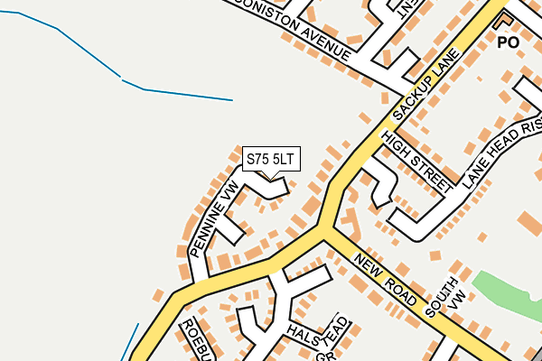 S75 5LT map - OS OpenMap – Local (Ordnance Survey)