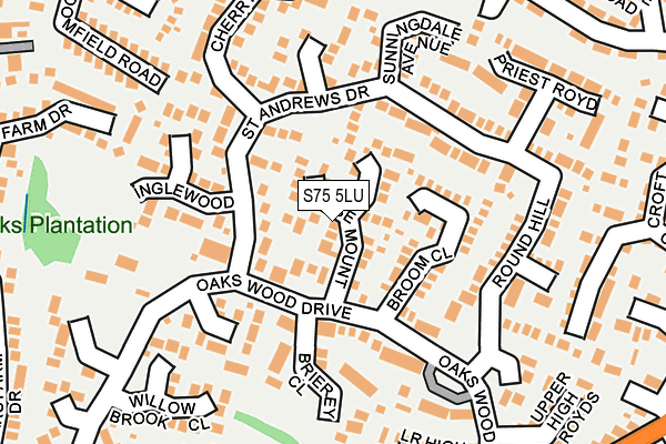 S75 5LU map - OS OpenMap – Local (Ordnance Survey)