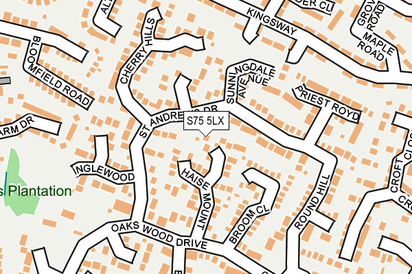 S75 5LX map - OS OpenMap – Local (Ordnance Survey)