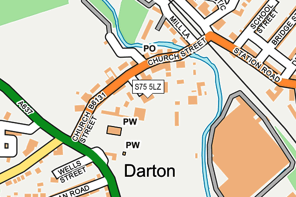 S75 5LZ map - OS OpenMap – Local (Ordnance Survey)