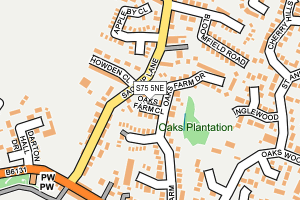 S75 5NE map - OS OpenMap – Local (Ordnance Survey)
