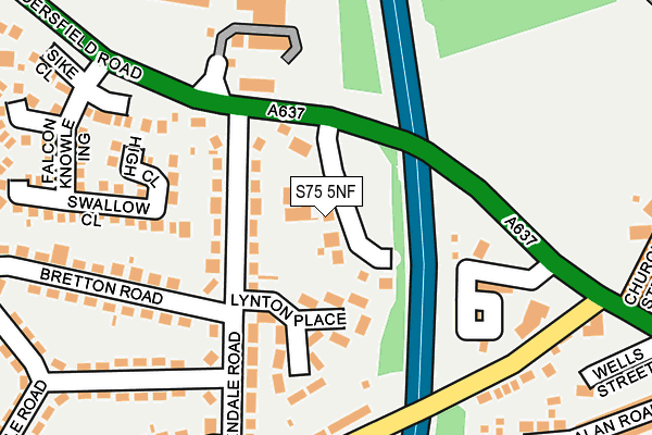 S75 5NF map - OS OpenMap – Local (Ordnance Survey)