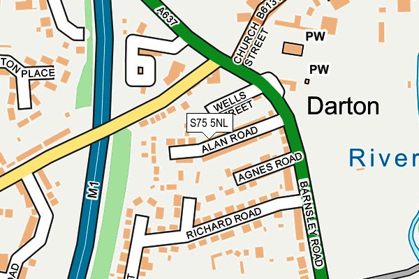 S75 5NL map - OS OpenMap – Local (Ordnance Survey)