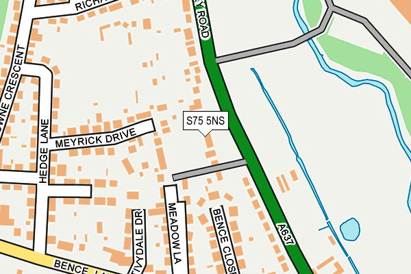 S75 5NS map - OS OpenMap – Local (Ordnance Survey)