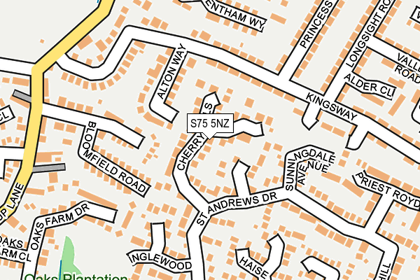 S75 5NZ map - OS OpenMap – Local (Ordnance Survey)