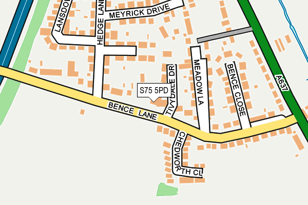 S75 5PD map - OS OpenMap – Local (Ordnance Survey)