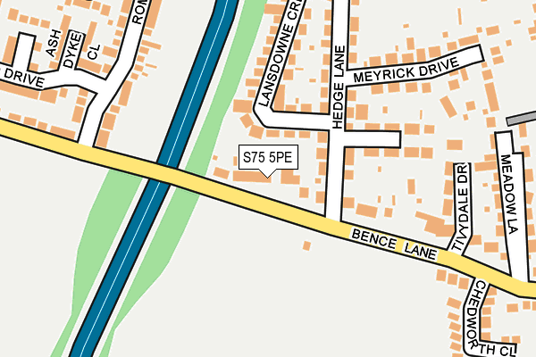 S75 5PE map - OS OpenMap – Local (Ordnance Survey)