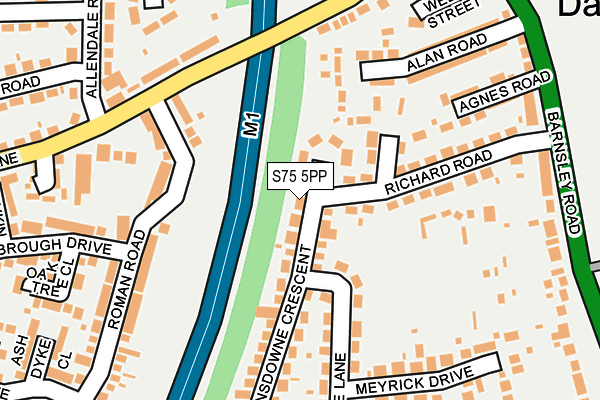 S75 5PP map - OS OpenMap – Local (Ordnance Survey)