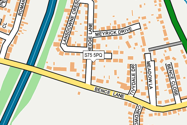 S75 5PQ map - OS OpenMap – Local (Ordnance Survey)