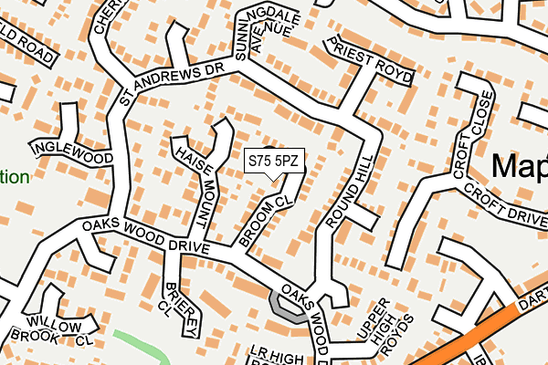 S75 5PZ map - OS OpenMap – Local (Ordnance Survey)