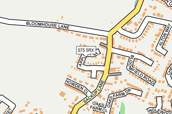 S75 5RX map - OS OpenMap – Local (Ordnance Survey)