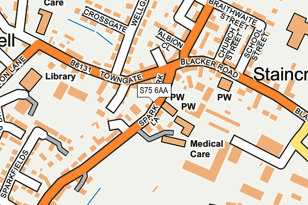 S75 6AA map - OS OpenMap – Local (Ordnance Survey)