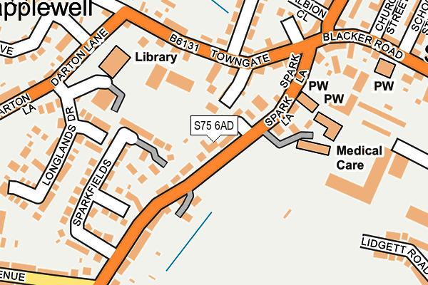 S75 6AD map - OS OpenMap – Local (Ordnance Survey)