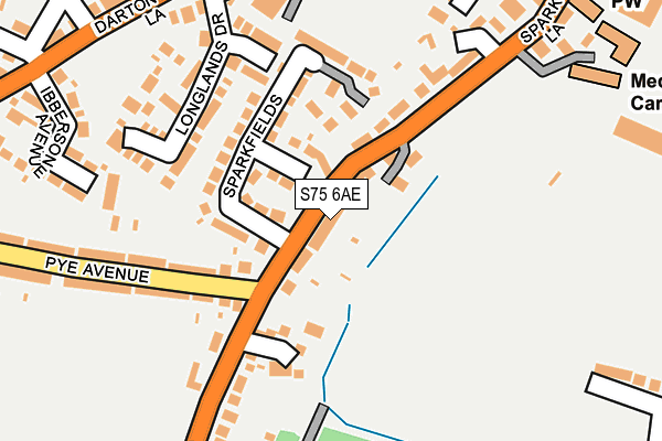 S75 6AE map - OS OpenMap – Local (Ordnance Survey)