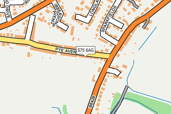 S75 6AG map - OS OpenMap – Local (Ordnance Survey)