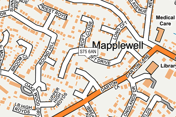 S75 6AN map - OS OpenMap – Local (Ordnance Survey)