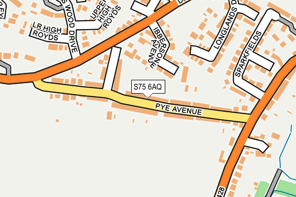 S75 6AQ map - OS OpenMap – Local (Ordnance Survey)