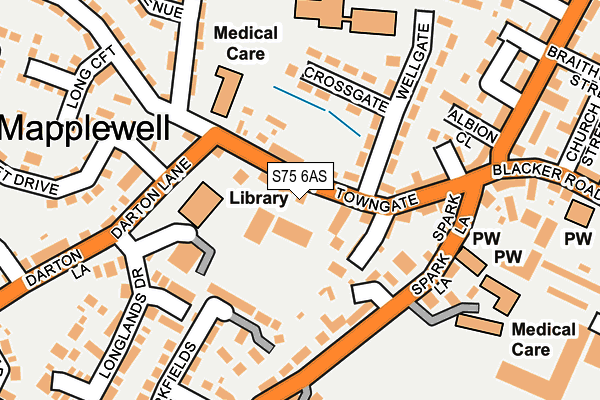 S75 6AS map - OS OpenMap – Local (Ordnance Survey)