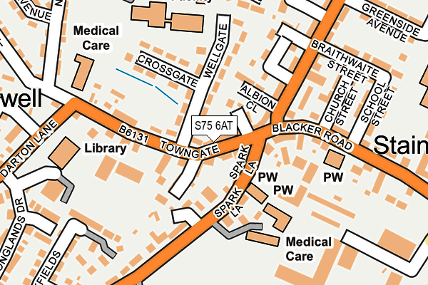 S75 6AT map - OS OpenMap – Local (Ordnance Survey)