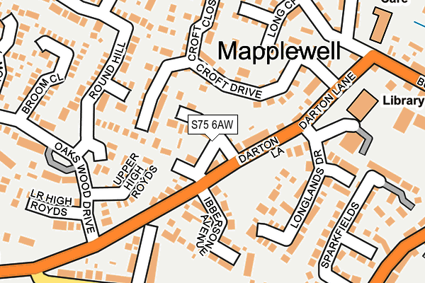 S75 6AW map - OS OpenMap – Local (Ordnance Survey)