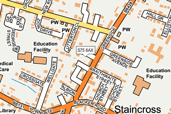 S75 6AX map - OS OpenMap – Local (Ordnance Survey)