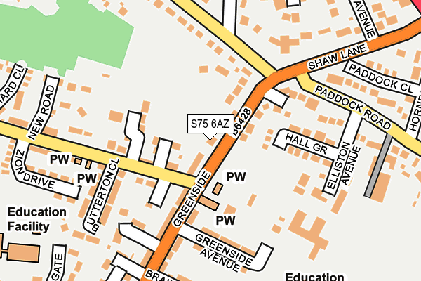 S75 6AZ map - OS OpenMap – Local (Ordnance Survey)