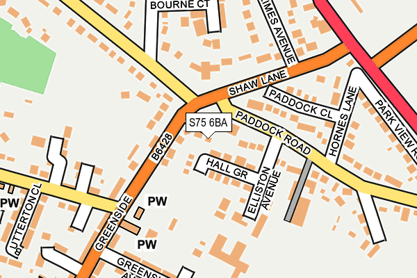 S75 6BA map - OS OpenMap – Local (Ordnance Survey)