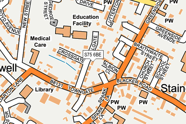 S75 6BE map - OS OpenMap – Local (Ordnance Survey)