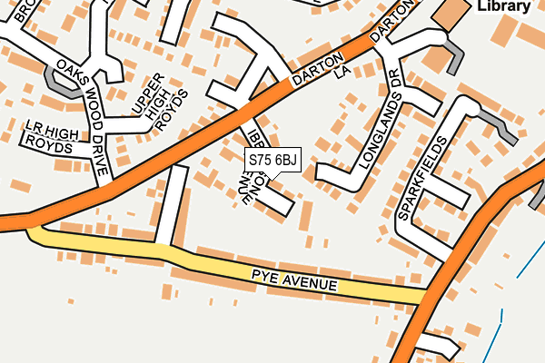 S75 6BJ map - OS OpenMap – Local (Ordnance Survey)