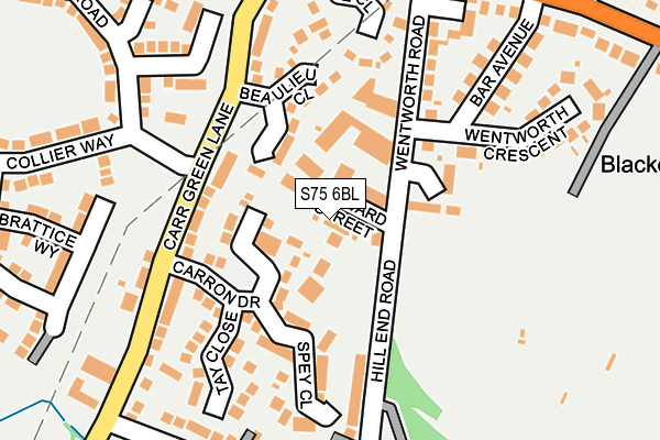 S75 6BL map - OS OpenMap – Local (Ordnance Survey)