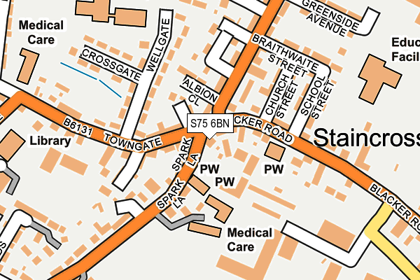 S75 6BN map - OS OpenMap – Local (Ordnance Survey)