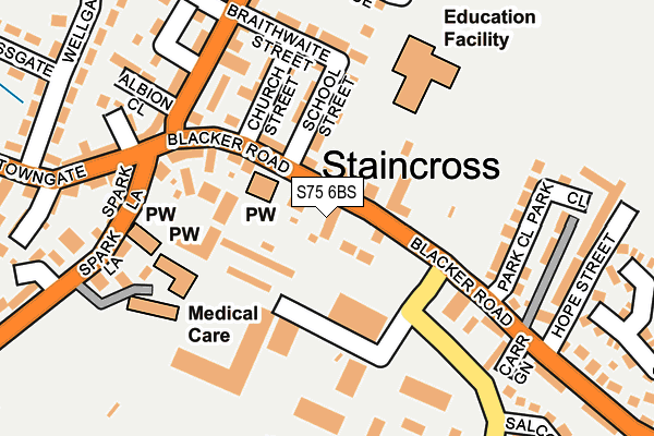 S75 6BS map - OS OpenMap – Local (Ordnance Survey)